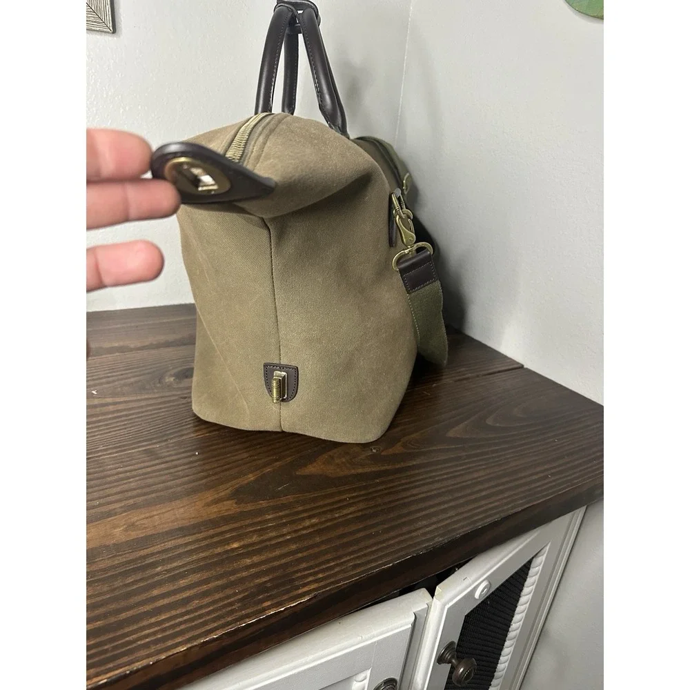 Tommy Bahama Canvas Duffle Bag Weekender Brown Travel Shoulder Carry On Luggage